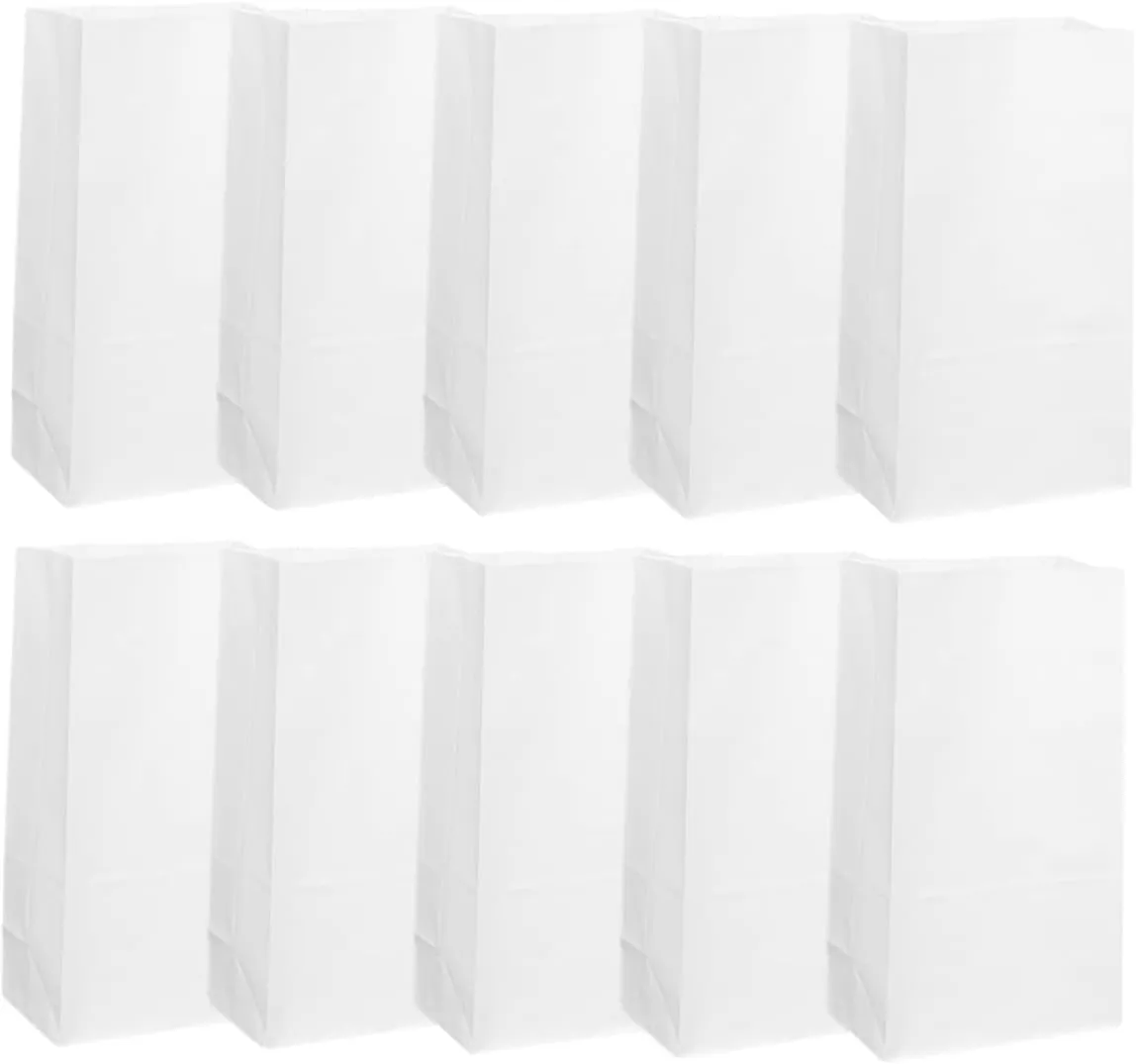 Ciieeo 50 Pcs Square Bottom Paper Bags Oil Food Party Bags for Baking Bread Candy Greaseproof No Smell Elegant Presentation