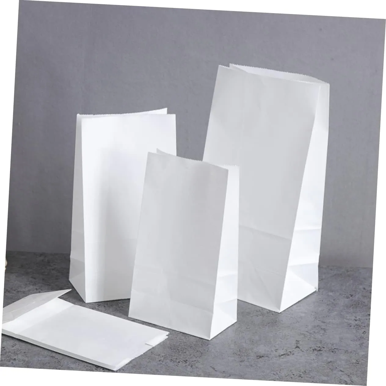 Ciieeo 50 Pcs Square Bottom Paper Bags Oil Food Party Bags for Baking Bread Candy Greaseproof No Smell Elegant Presentation