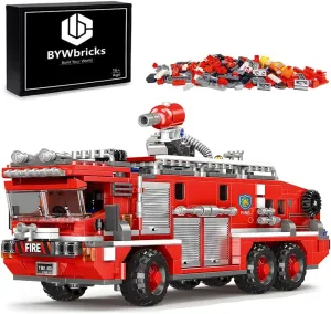 City Water Tank Fire Truck Building Blocks Set (720 pcs) - Fire Station Firetruck Bricks Collectible Building Kit Model Gift for Boys, Girls and Adults