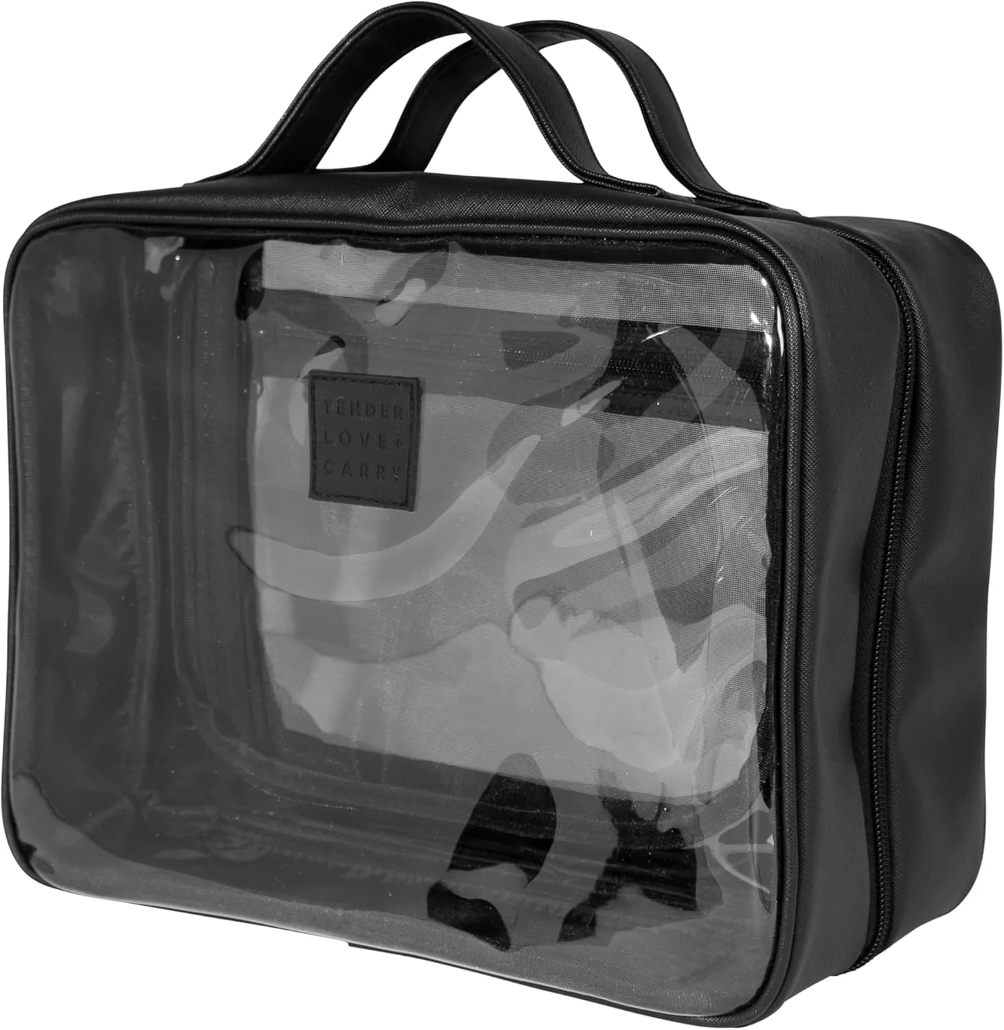 Clarity Kit - Large Transparent Toiletry Bag With Black Edges, Portable Water-Resistant Large Travel Bag for Toiletries & Cosmetic Essentials, For Women and Men