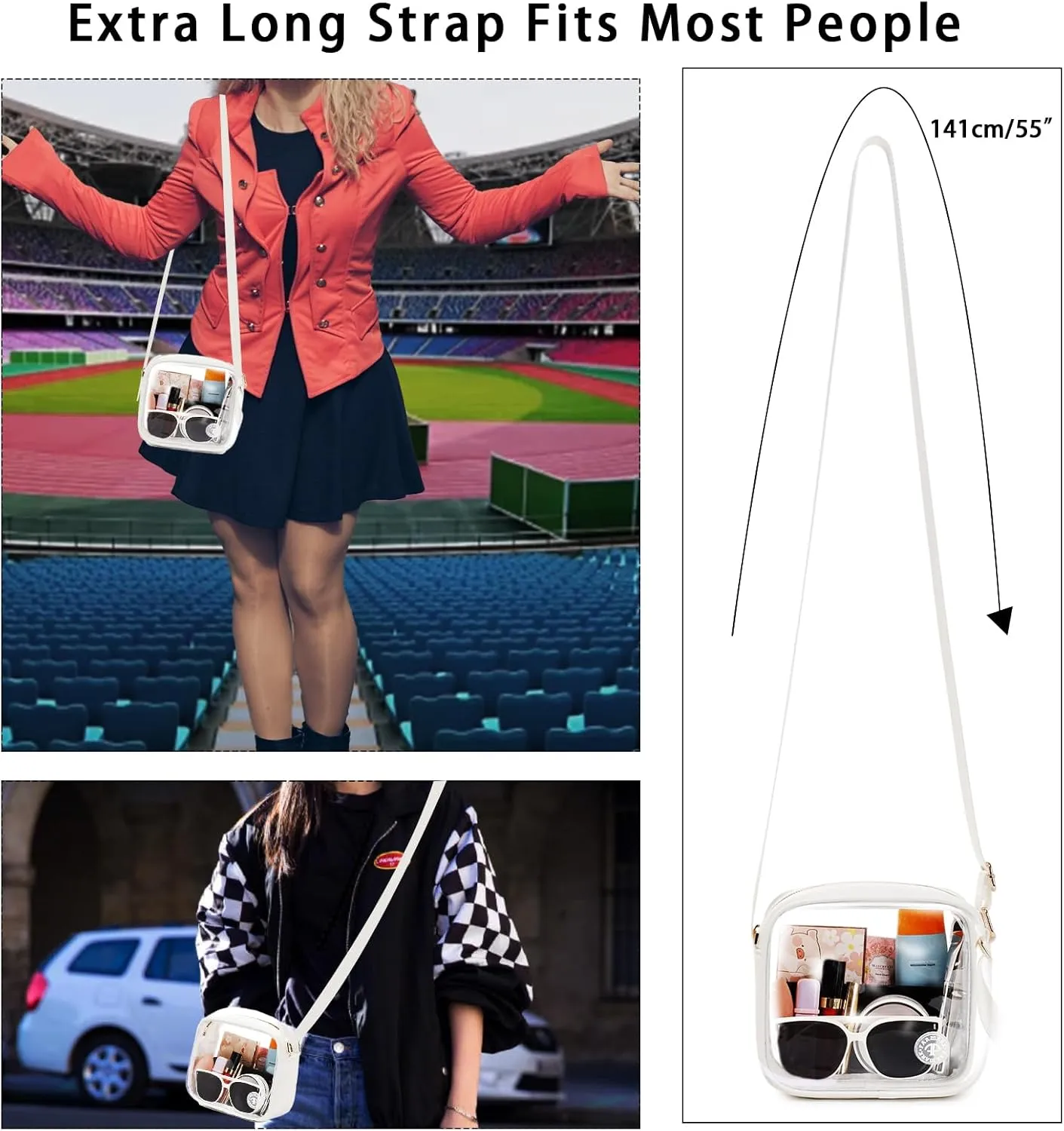 Clear Bag Stadium Approved Clear Crossbody Fanny Purse Transparent Bag for Concerts Sports Festivals