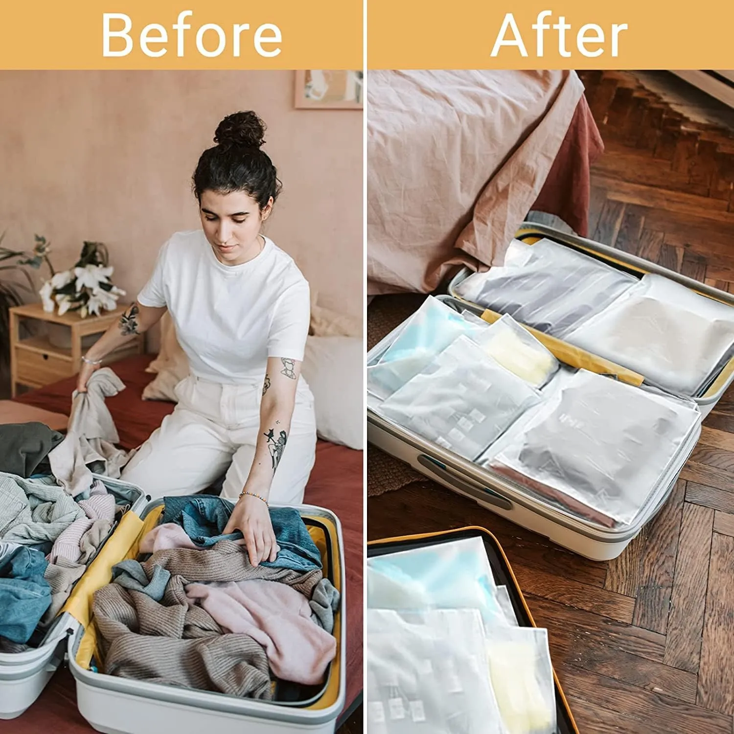 Clear Zipper Bags Resealable for Clothes, 3 Mil Thick 12x16 inch Large Plastic Mailers Travel for Clothing, 50 Pcs Self Seal Apparel Poly Bags for Sweaters, Jeans Shipping