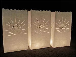 CleverDelights White Sunset Luminary Bags - 30 Count - Tropical Wedding Beach Party Luminaria