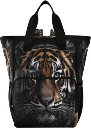 Close-up Tiger Diaper Bag Backpack, Unisex Travel Baby Backpack Diaper Bags with Stroller Straps & Pacifier Case, Large Capacity Waterproof Diaper Backpack