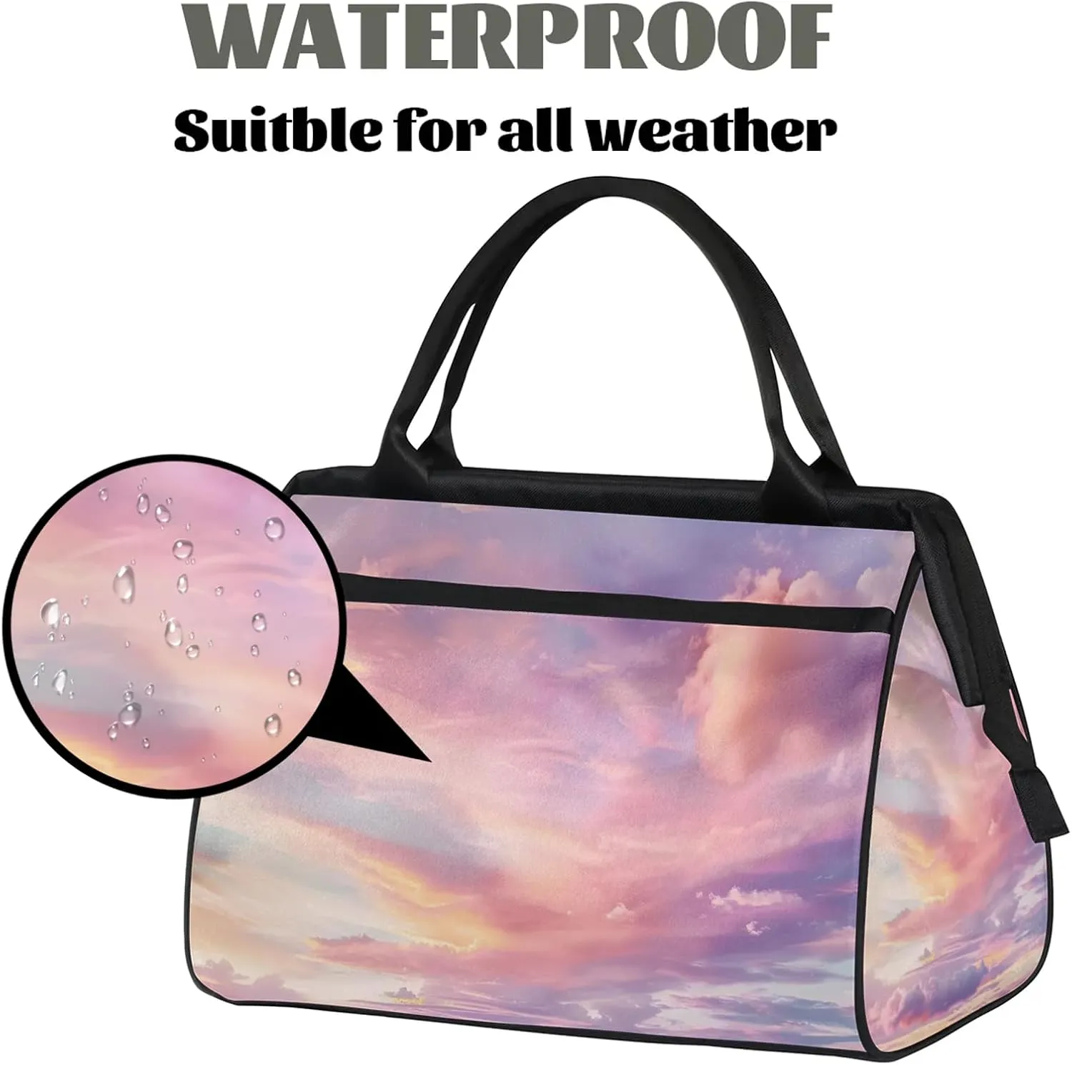Clouds Modern Fantasy Large Travel Duffel Bag Gym Tote Bag for Women Men Waterproof Weekend Overnight Bag Carry On Tote Luggage with Pocket Personal Item Bags Sports Bag fit Travel Sports Gym Yoga