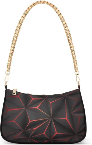 Clutch Shoulder Bags Tote Evening Purse Handbags for Women Hobo Bags 3d Geometric Black Polygon Red Futuristic with Zipper Closure