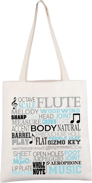 CMNIM Flutist Gift Flute Music Tote Bag Flute Player Gift Band Nerd Gift for Flute Girl Flute Teacher Musician Shoulder Bag