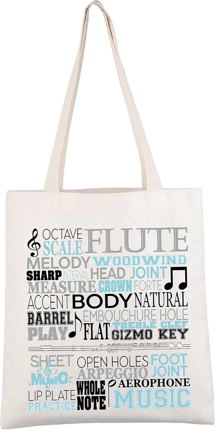 CMNIM Flutist Gift Flute Music Tote Bag Flute Player Gift Band Nerd Gift for Flute Girl Flute Teacher Musician Shoulder Bag