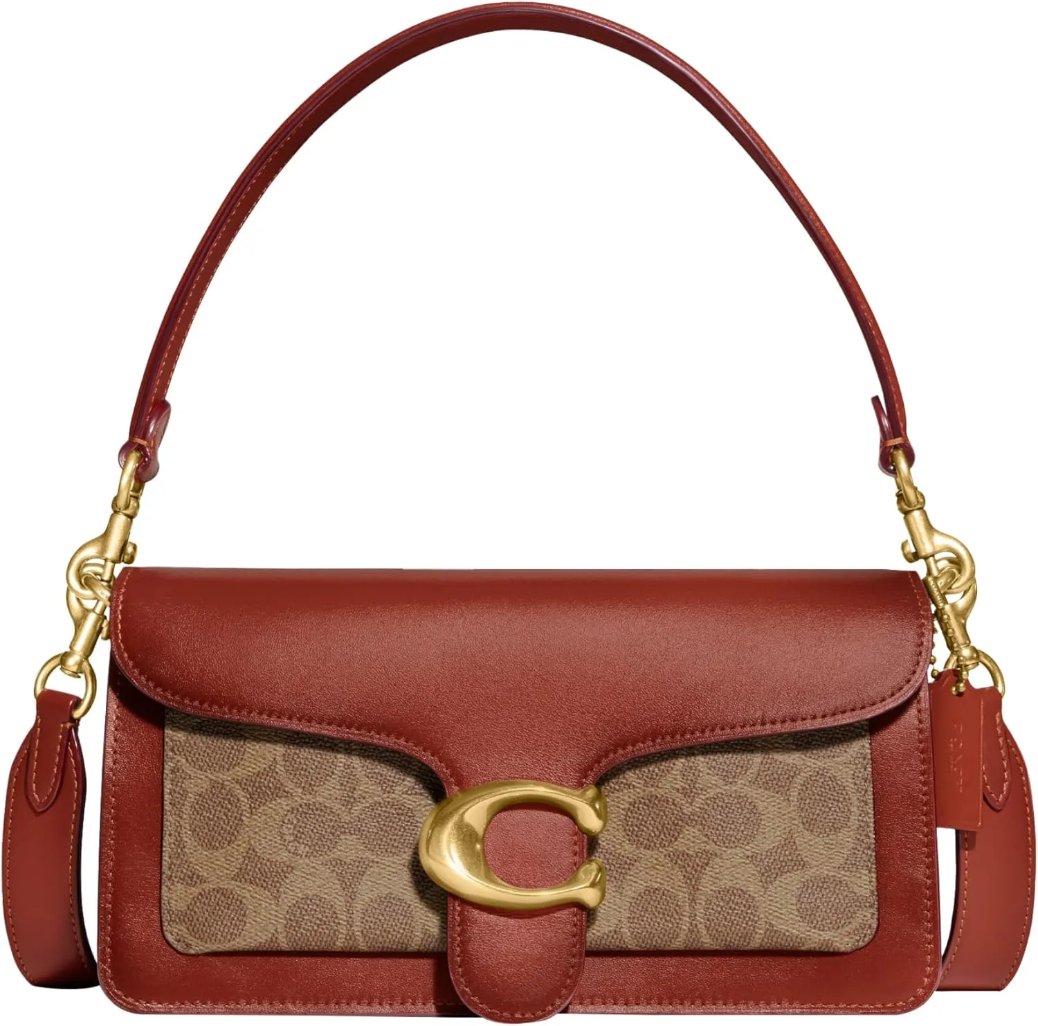 COACH Coated Canvas Signature Tabby Shoulder Bag 26, Tan Rust, One Size