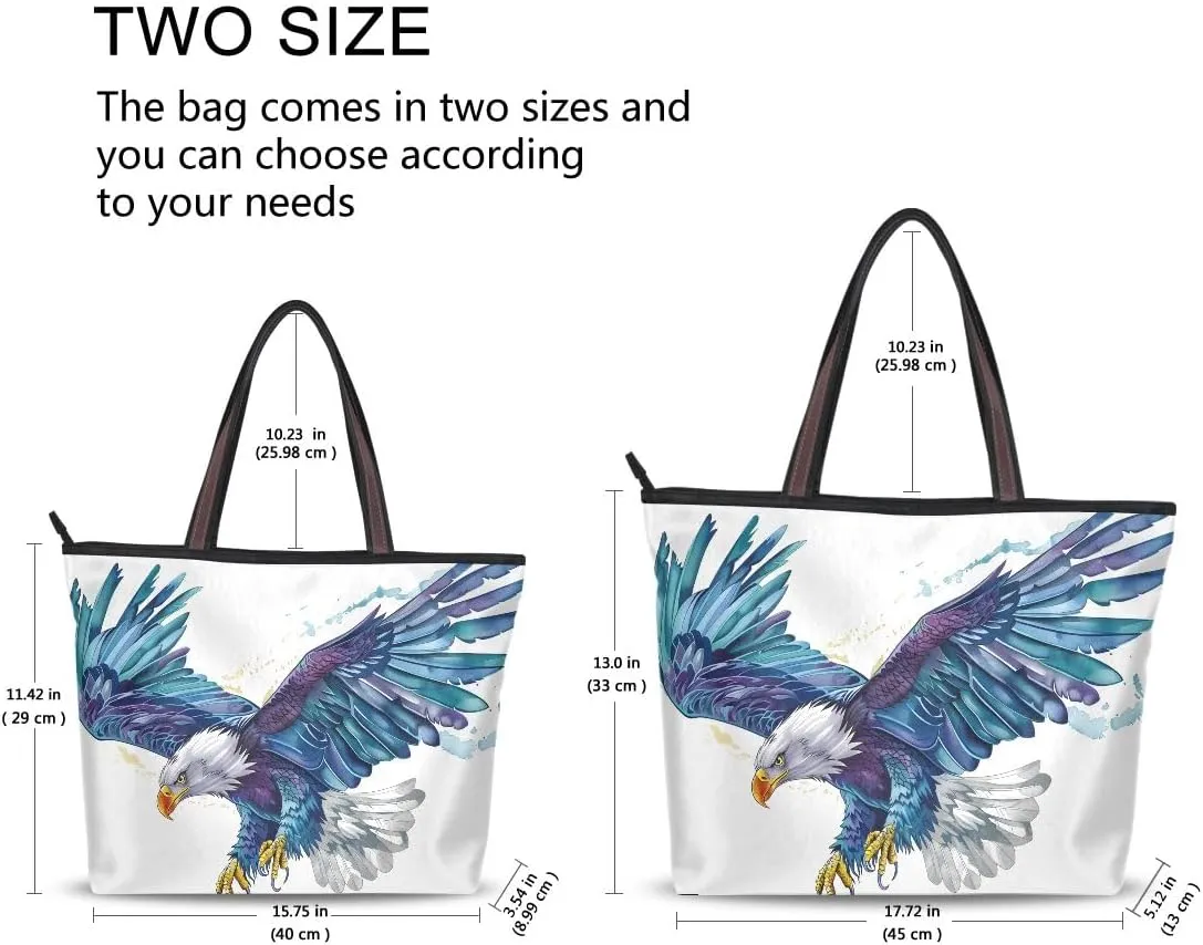 Colored Hawk on White Shoulder Bags Large Handle Ladies Handbag
