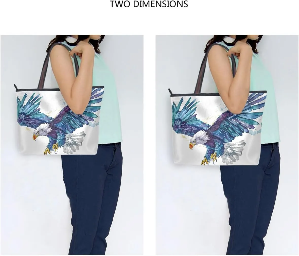 Colored Hawk on White Shoulder Bags Large Handle Ladies Handbag