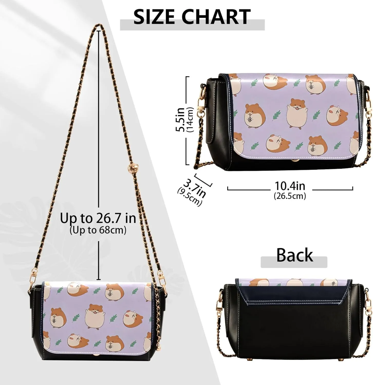 Colorful Shoulder Leather Bags, Tropical Flamingos Zebra Crossbody Purses for Women Fashion Handbag with Chain Strap