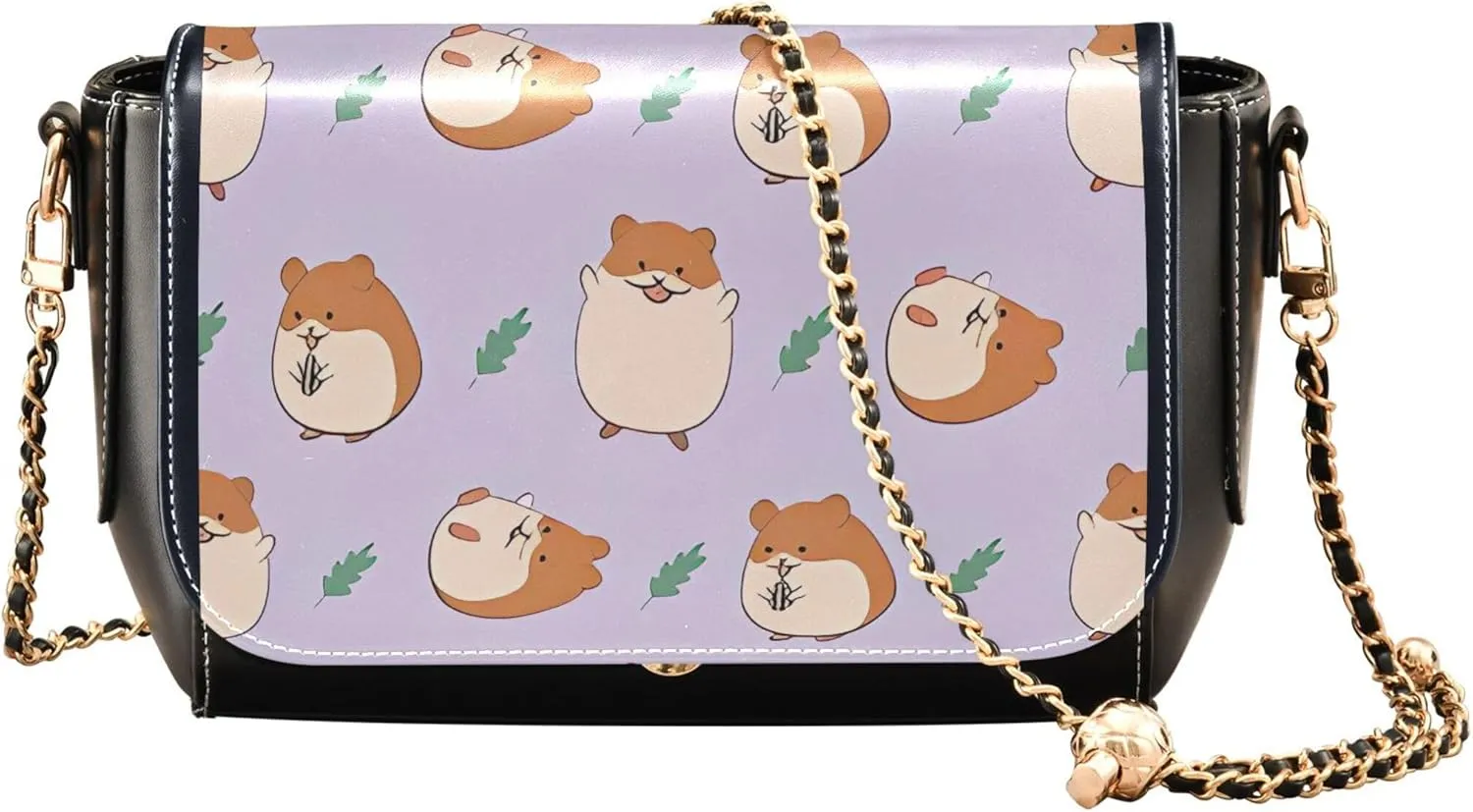 Colorful Shoulder Leather Bags, Tropical Flamingos Zebra Crossbody Purses for Women Fashion Handbag with Chain Strap