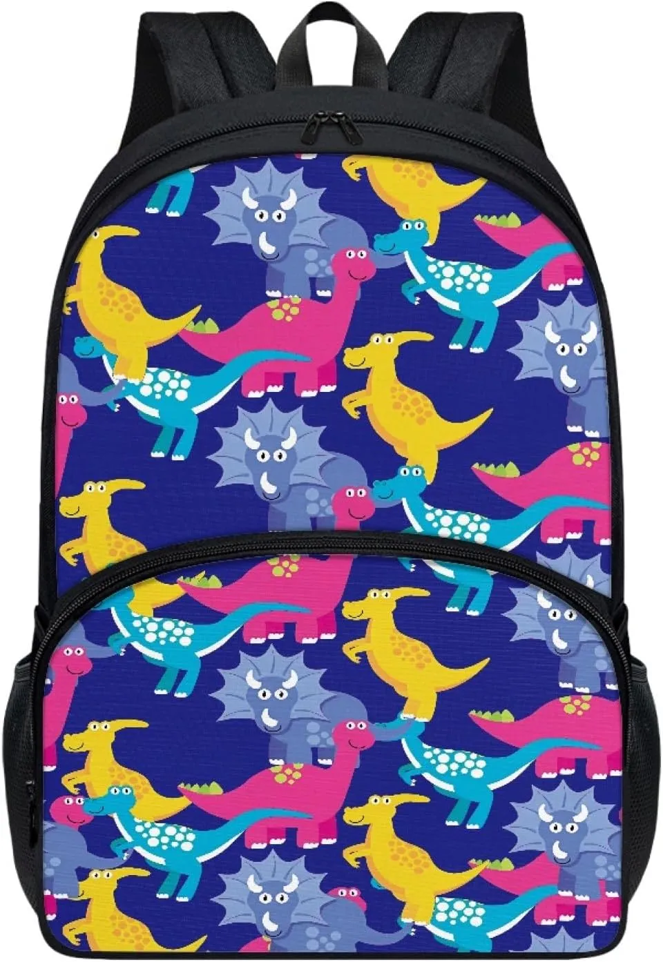 Colourful Dinosaurs Elementary Middle School Backpack Personalized Blue Bookbag Primary School Daypack Students Knapsack for Teens Girls Boys