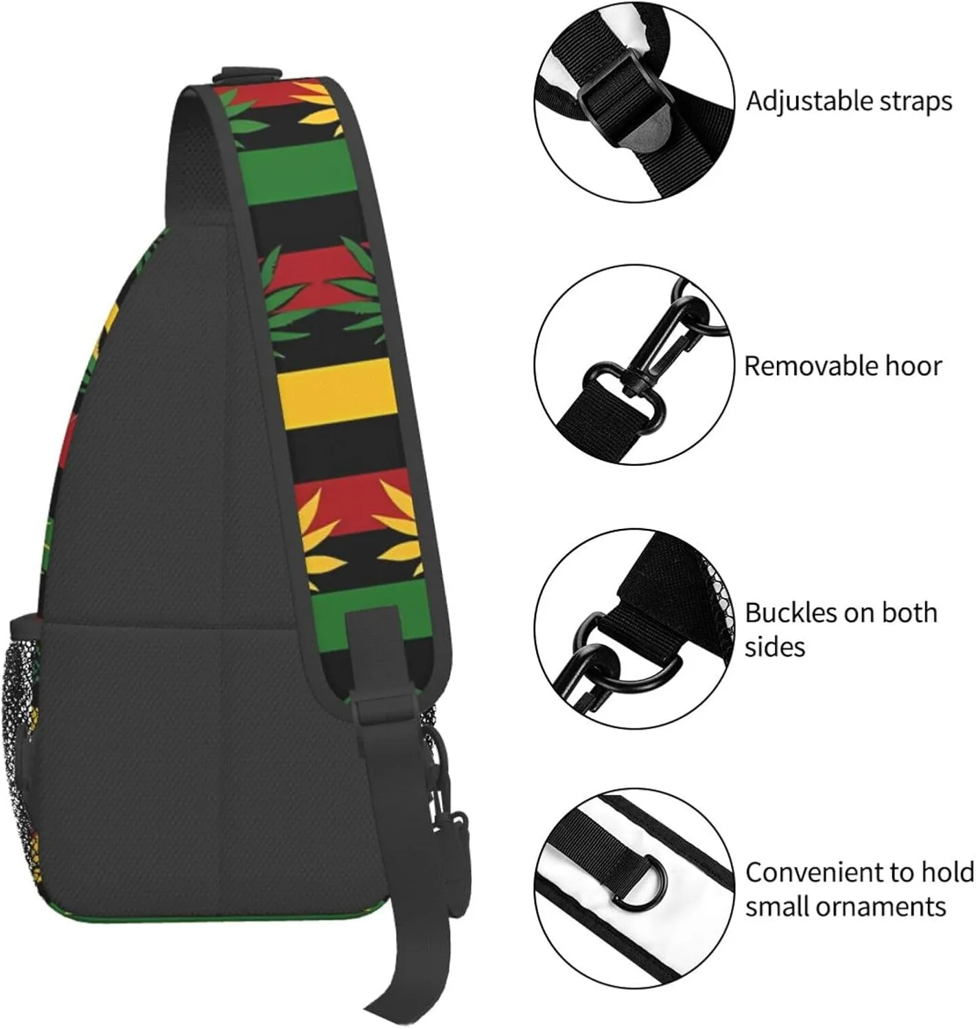 Colourful Marijuana Leaf Chest Bags Crossbody Sling Bag Shoulder Bag Travel Hiking Daypack For Men Women