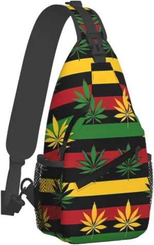 Colourful Marijuana Leaf Chest Bags Crossbody Sling Bag Shoulder Bag Travel Hiking Daypack For Men Women