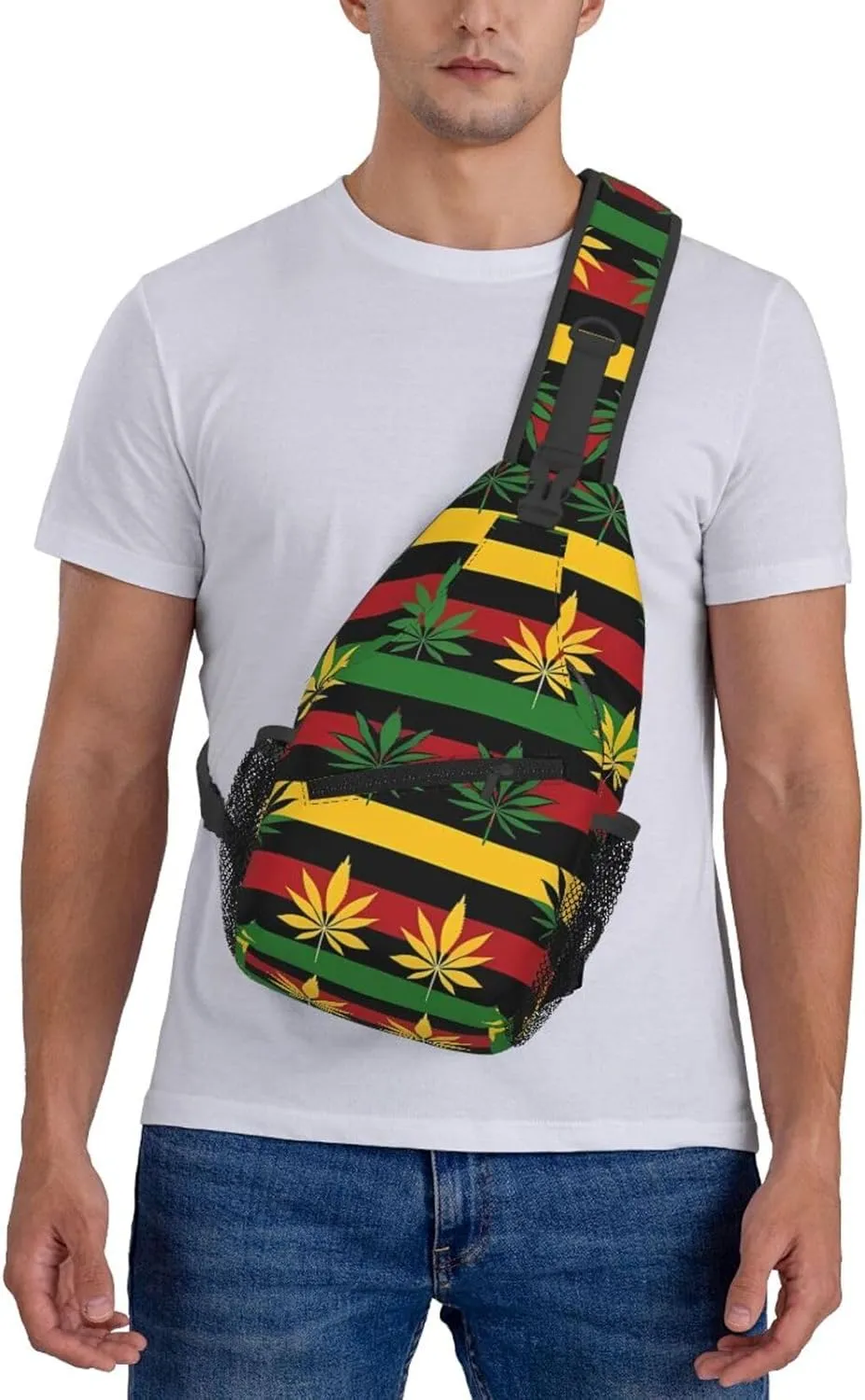 Colourful Marijuana Leaf Chest Bags Crossbody Sling Bag Shoulder Bag Travel Hiking Daypack For Men Women