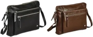 Combo of 2 Small Soft Pebbled Real Leather Crossbody Handbags & Purses - Triple Zip Premium Sling Crossover Shoulder Bag for Women