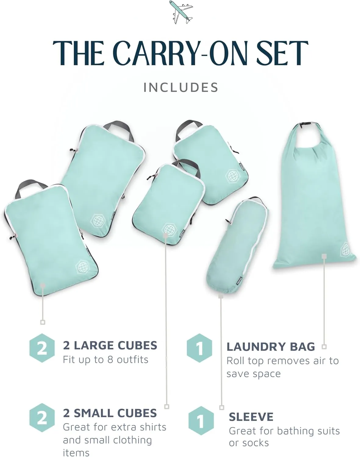 Compression Packing Cubes for Travel - Luggage and Backpack Organizer Packaging Cubes for Clothes by TRIPPED Travel Gear