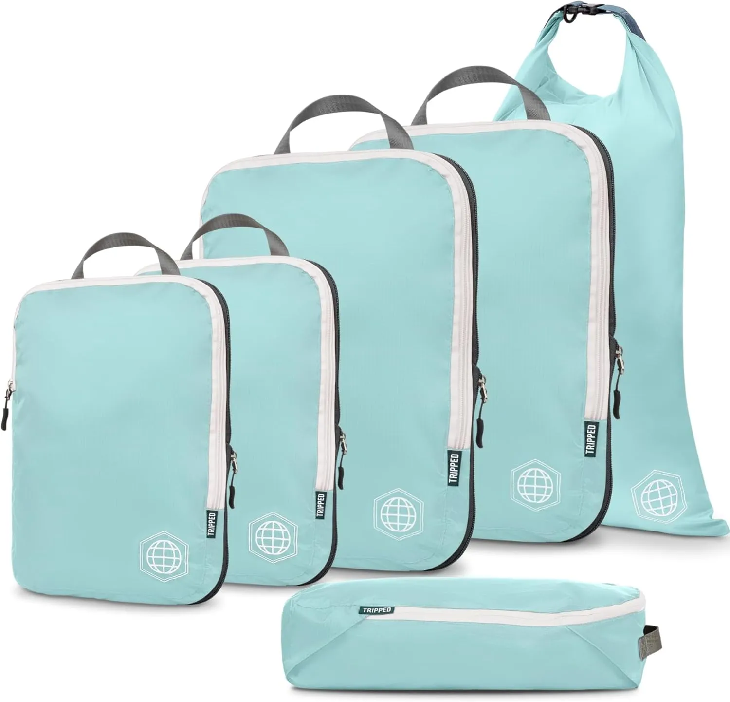 Compression Packing Cubes for Travel - Luggage and Backpack Organizer Packaging Cubes for Clothes by TRIPPED Travel Gear