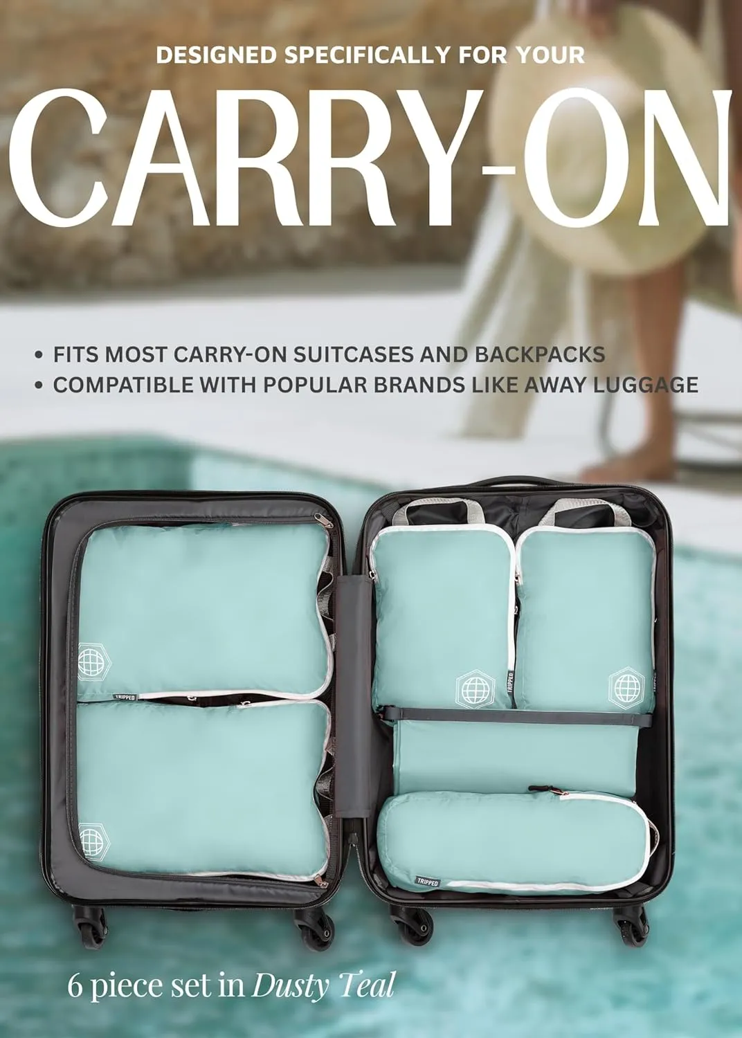 Compression Packing Cubes for Travel - Luggage and Backpack Organizer Packaging Cubes for Clothes by TRIPPED Travel Gear