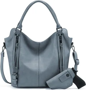 Concealed Carry Hobo Purse for Women Faux Leather Crossbody Shoulder Bags Large Tote Bag with Detachable Holster