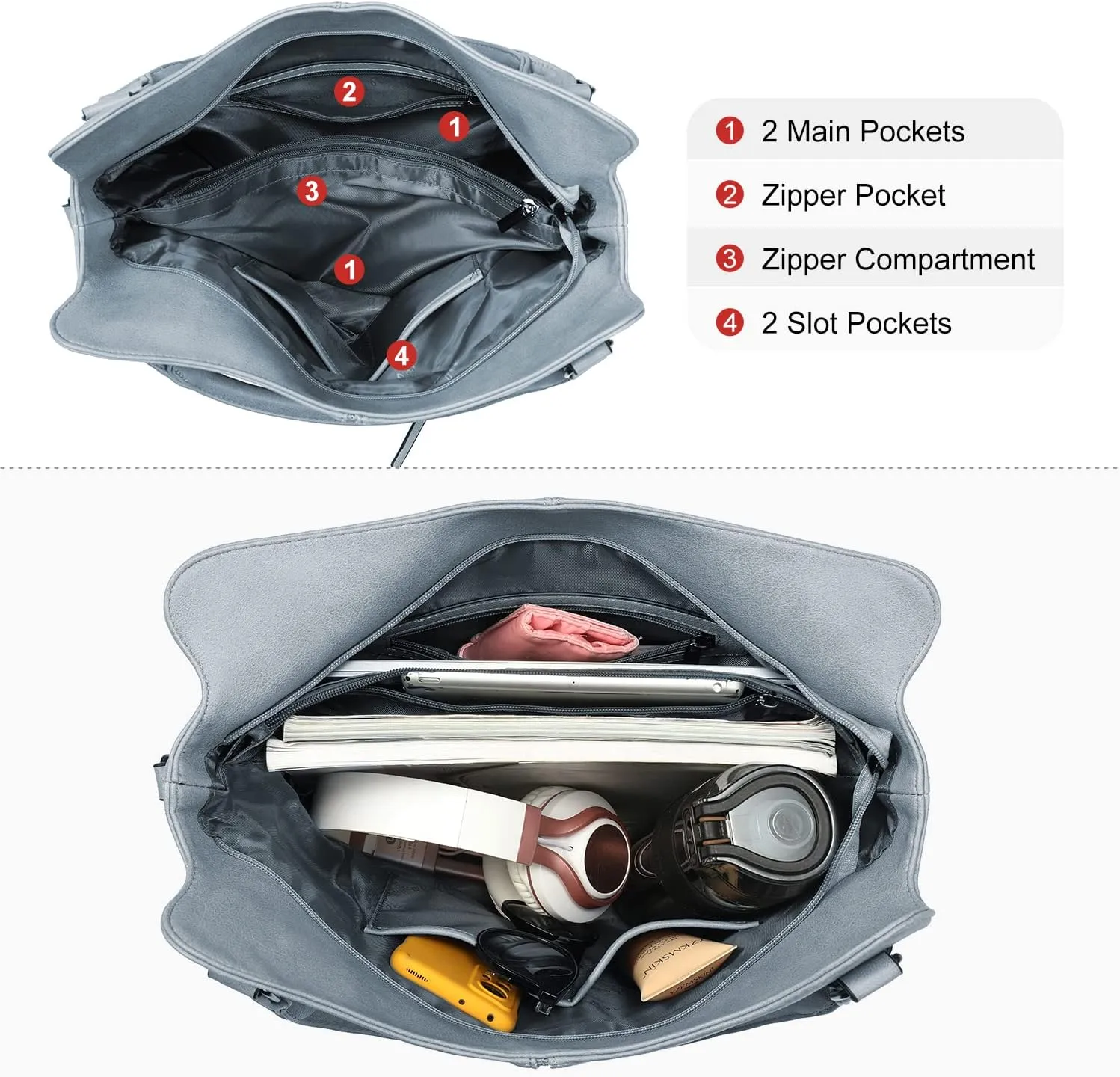 Concealed Carry Hobo Purse for Women Faux Leather Crossbody Shoulder Bags Large Tote Bag with Detachable Holster