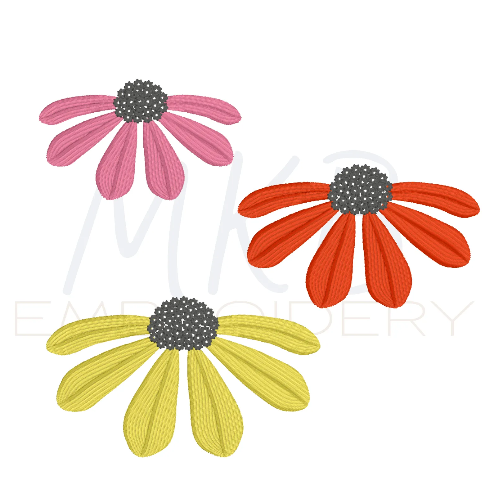 Coneflower Daisy Wildflower Machine Embroidery Design File
