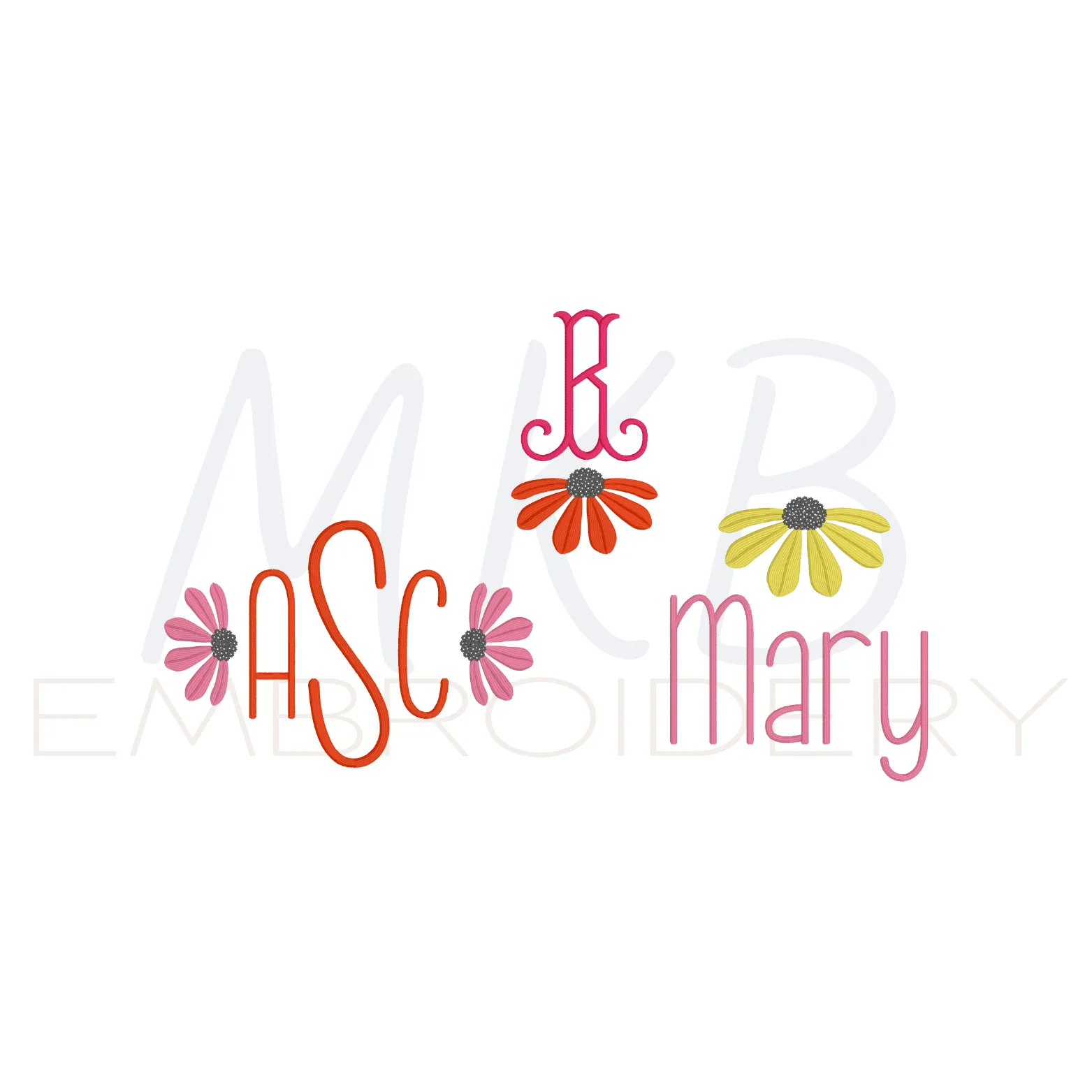 Coneflower Daisy Wildflower Machine Embroidery Design File