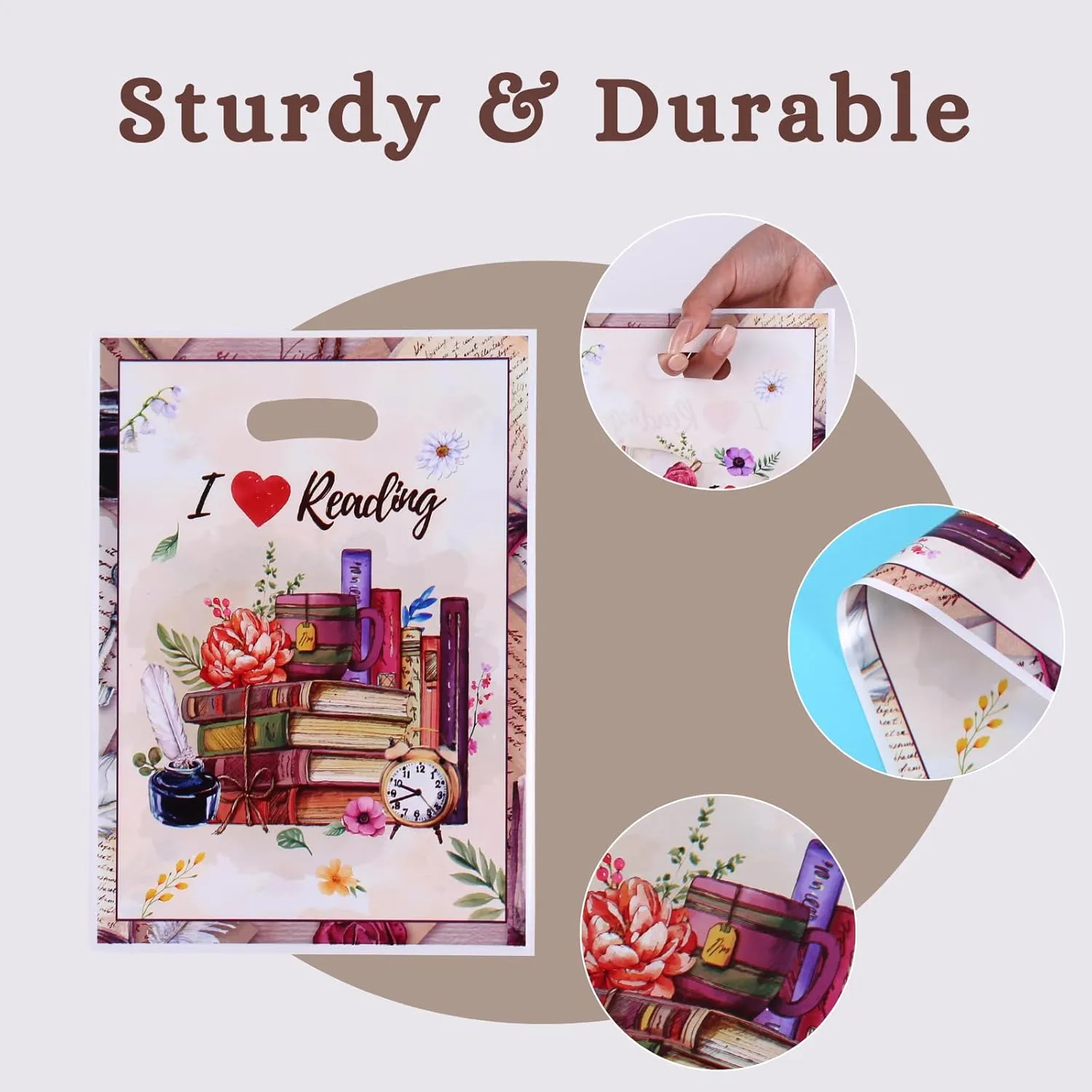 Corbekel 100 PCS Book Lovers Plastic Gift Bags, 9.84 x 7.1 IN Book Themed Candy Goodie Bag Bulk, Book Party Favor Bags for Club and Party Decorations