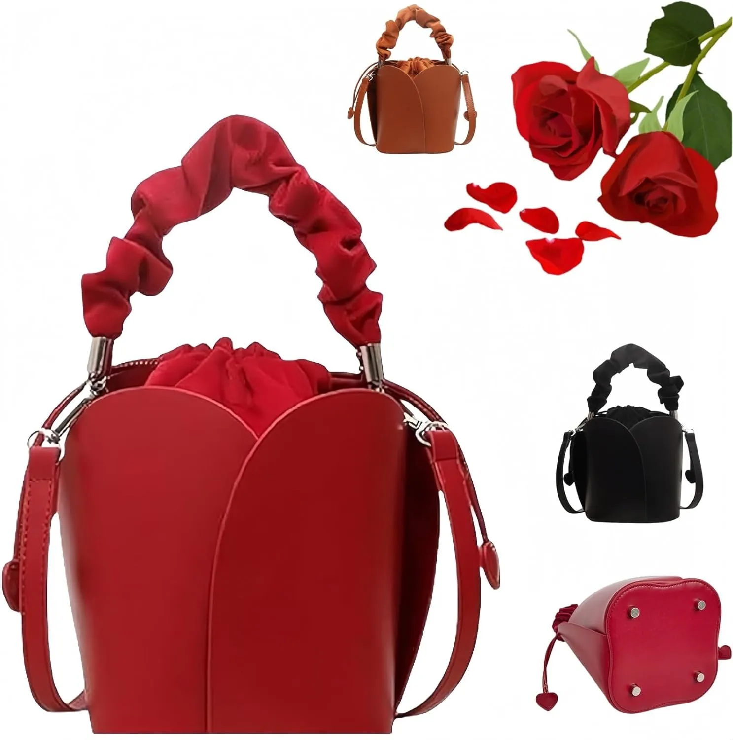 Creative Petal Bag， Versatile Lady Noble and Elegant Crossbody Bags Versatile Purses(Red)