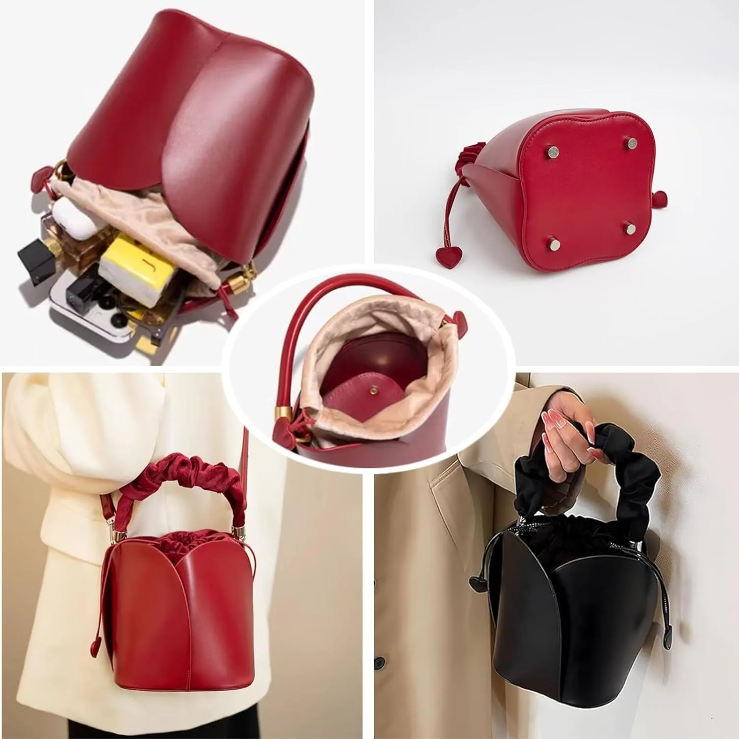 Creative Petal Bag， Versatile Lady Noble and Elegant Crossbody Bags Versatile Purses(Red)