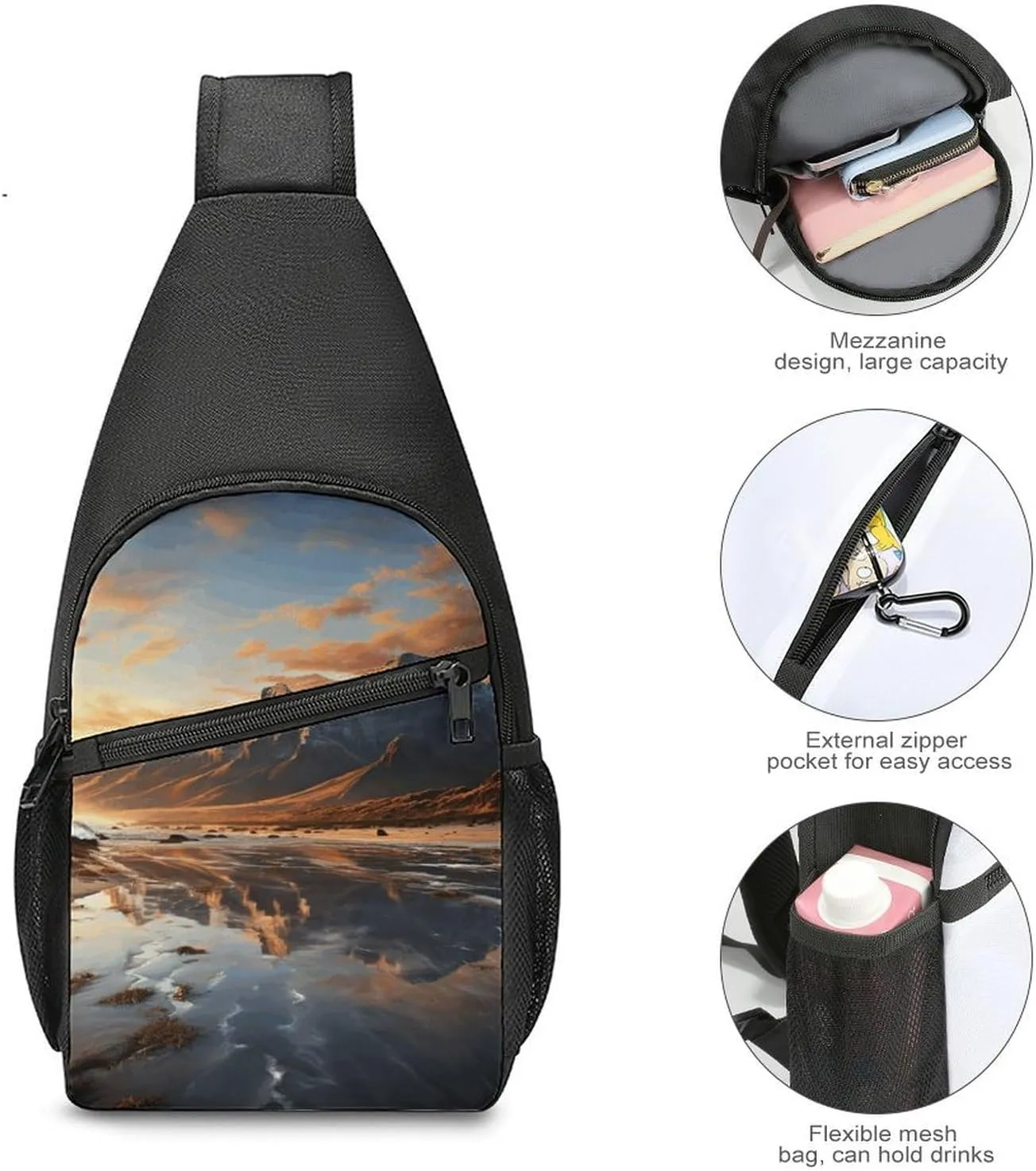 Crossbody Bag for Women Men Sling Bag Modern Dragonfly Chest Bag Crossbody Adjustable Shoulder Bag