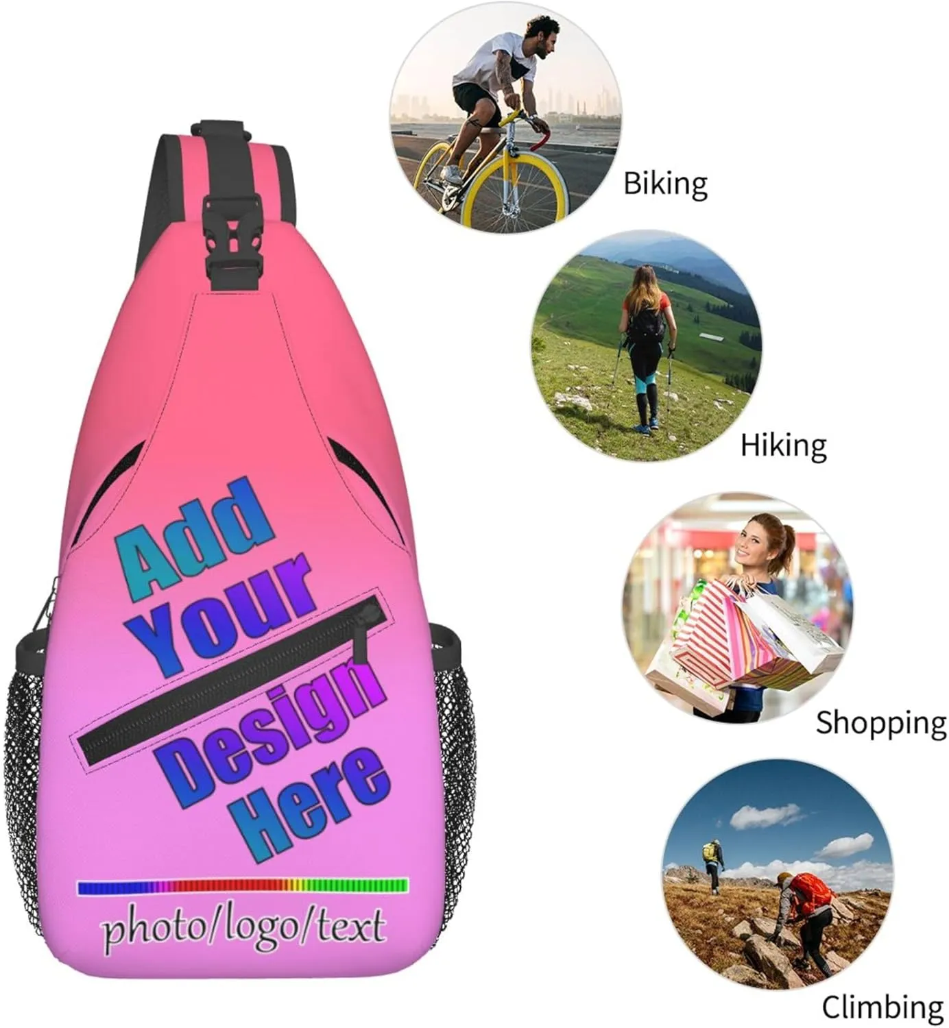 Crossbody Bags Backpack Personalized Sling Bag Chest Bag Daypack Add Your Logo Photo Name Unisex Design