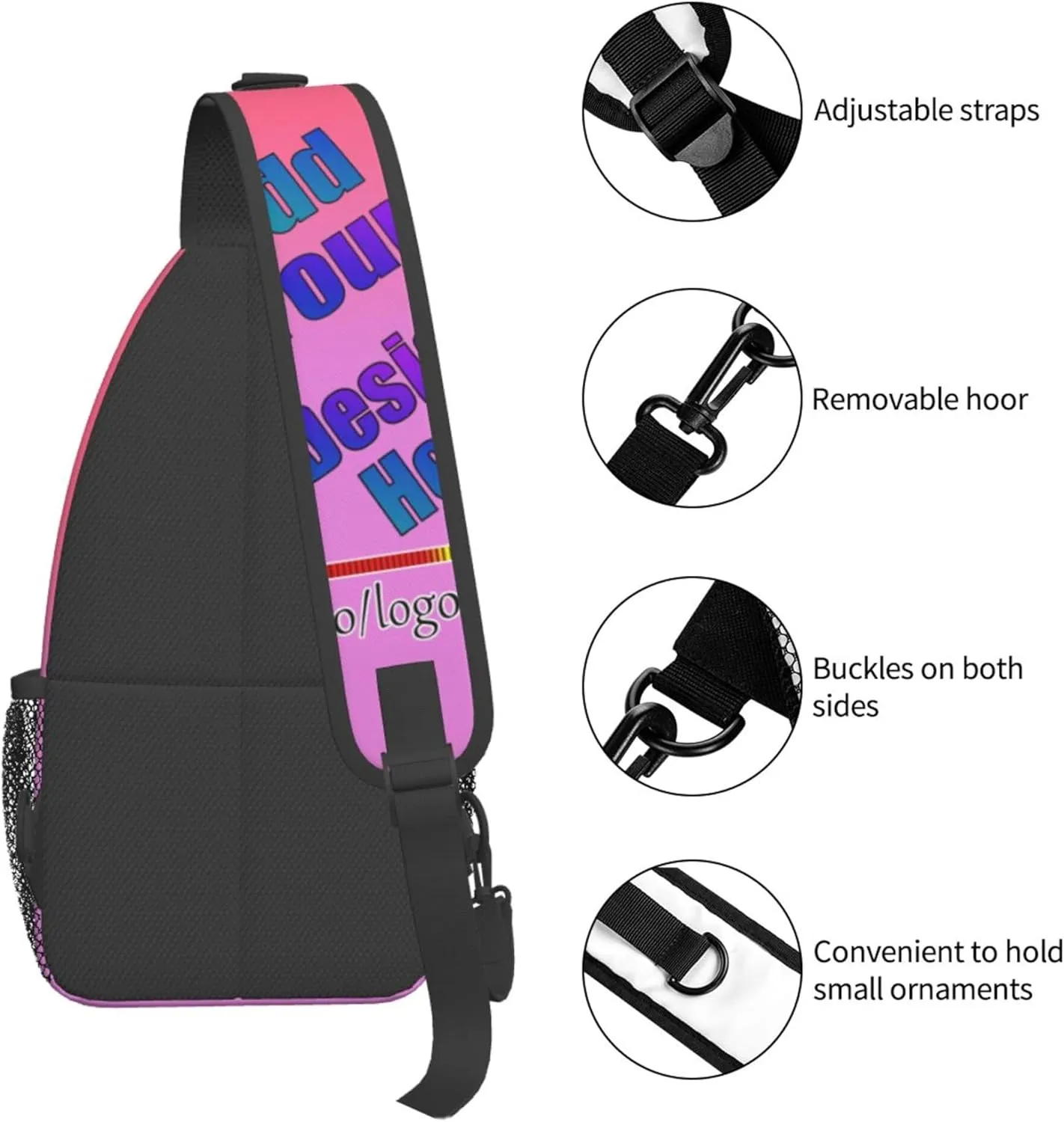 Crossbody Bags Backpack Personalized Sling Bag Chest Bag Daypack Add Your Logo Photo Name Unisex Design