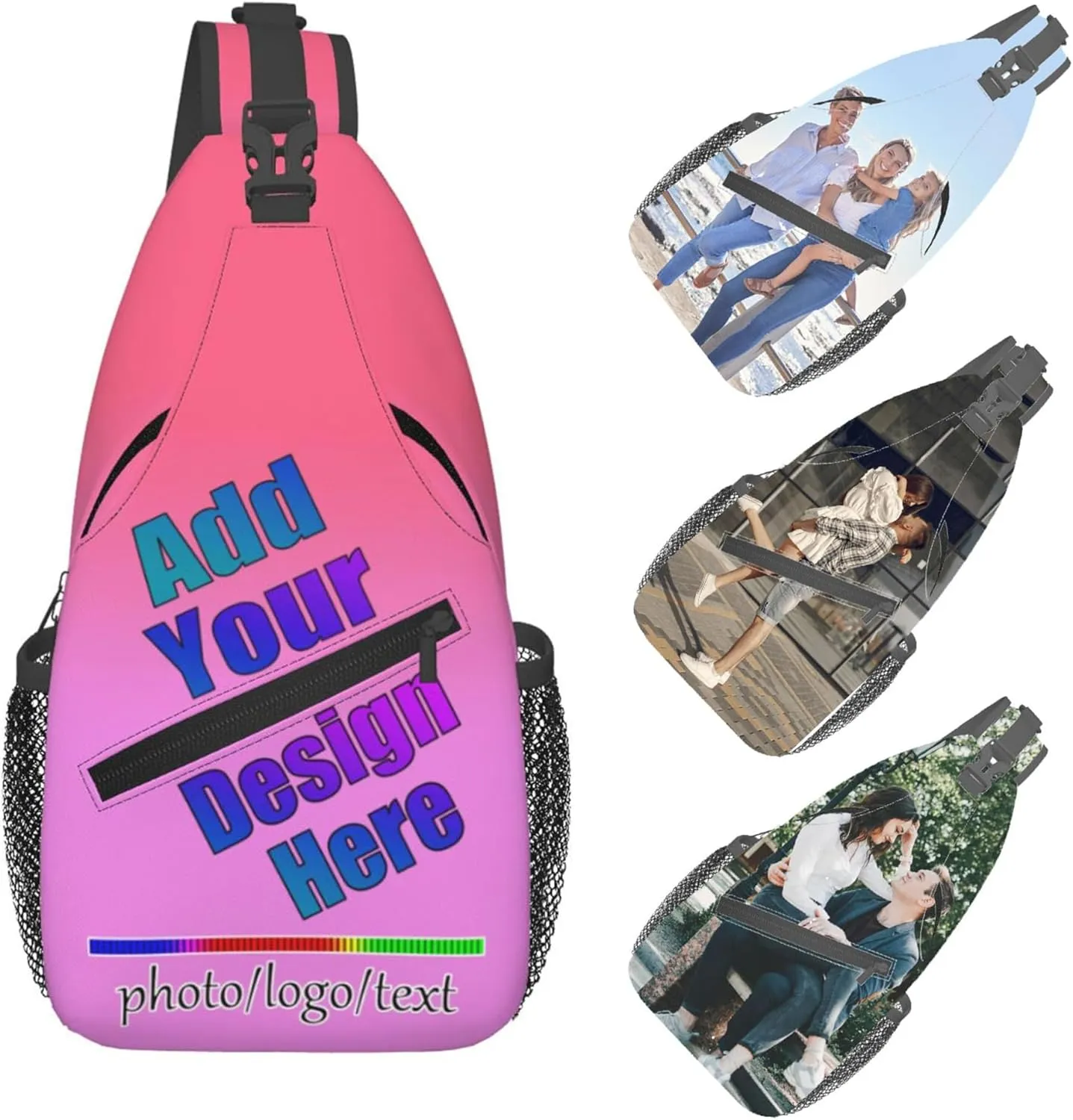 Crossbody Bags Backpack Personalized Sling Bag Chest Bag Daypack Add Your Logo Photo Name Unisex Design