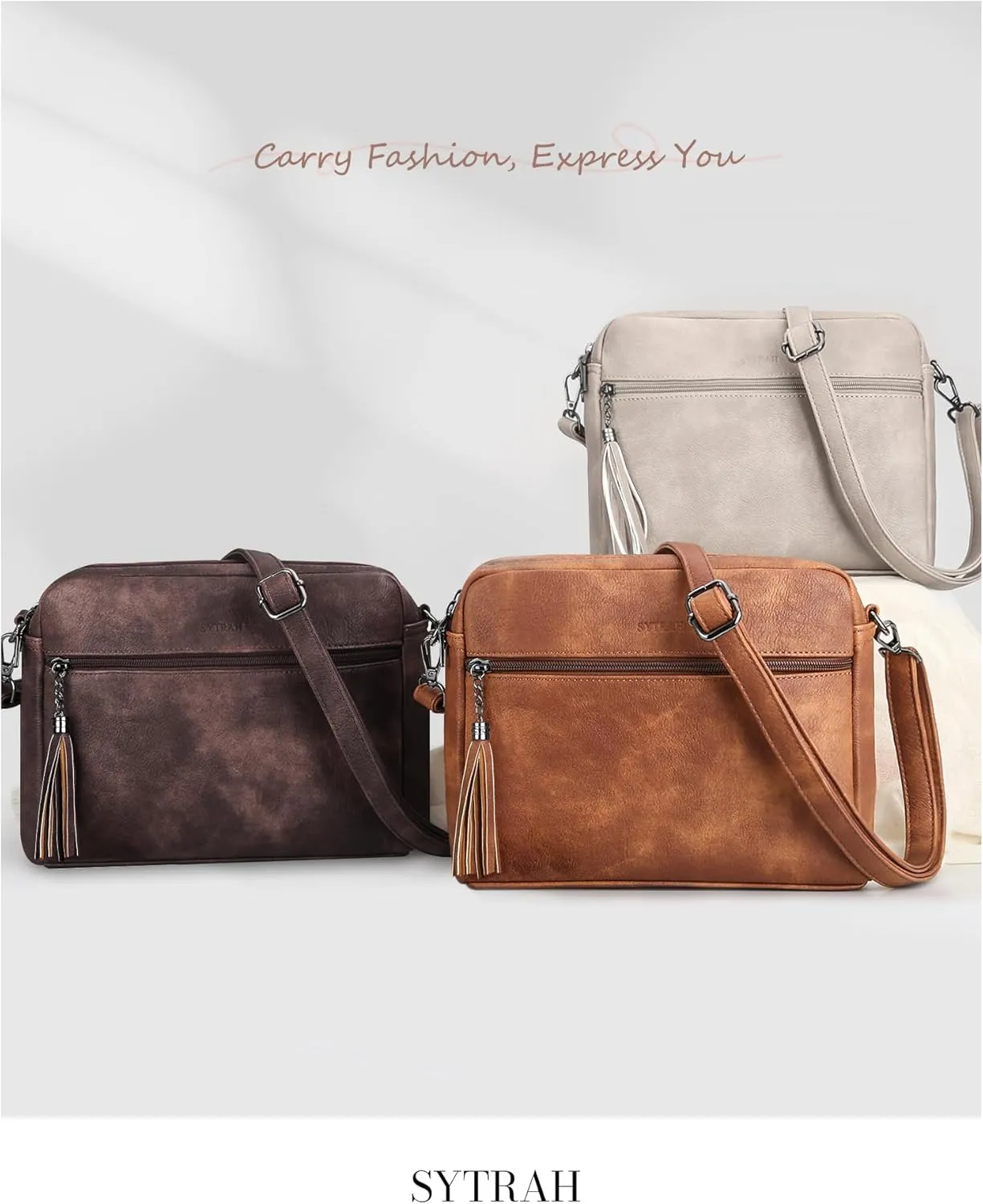 Crossbody Bags for Women, Crossbody Purse Soft Leather Purses for Women Shoulder Handbags with Tassel