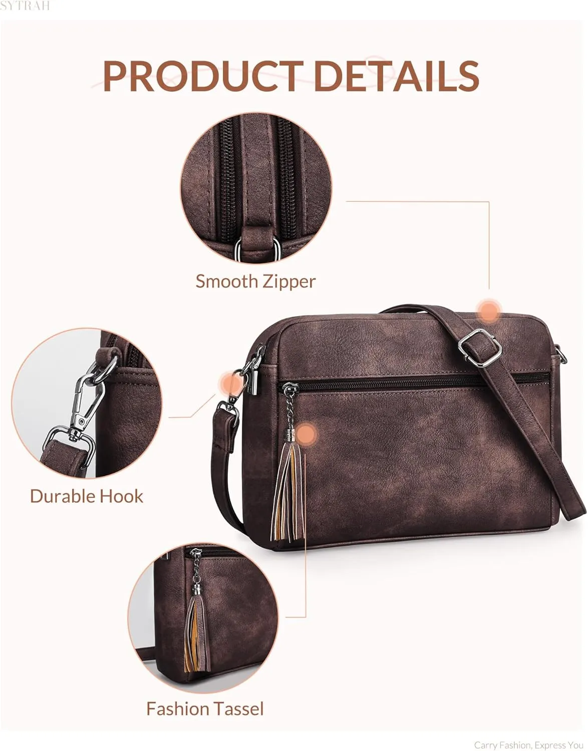 Crossbody Bags for Women, Crossbody Purse Soft Leather Purses for Women Shoulder Handbags with Tassel