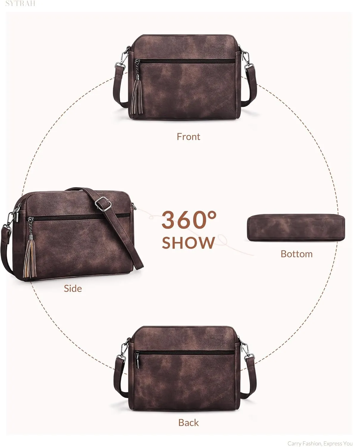 Crossbody Bags for Women, Crossbody Purse Soft Leather Purses for Women Shoulder Handbags with Tassel
