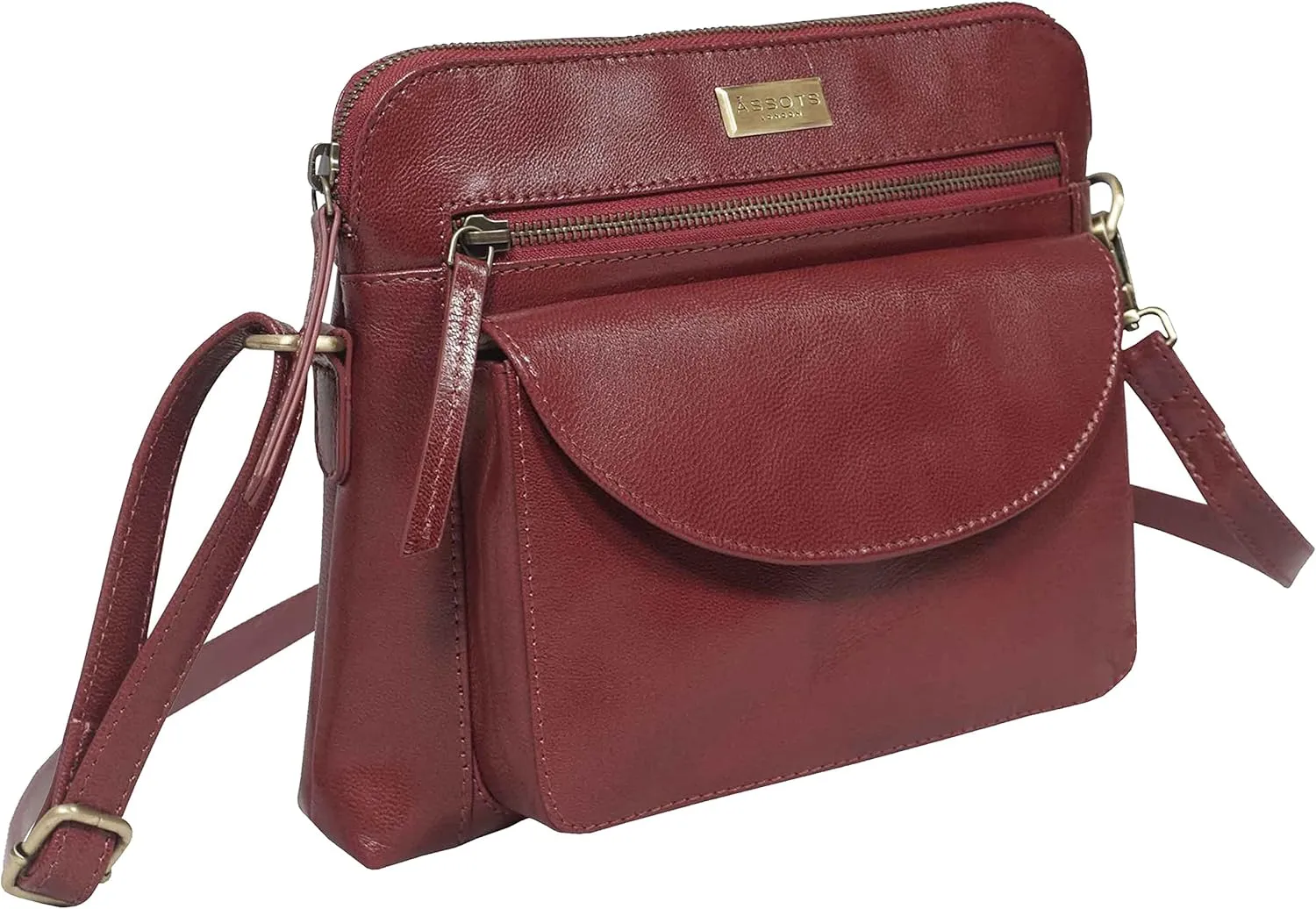 Crossbody Bags for Women – Real Leather Purses with RFID Protection, Multiple Pockets and Adjustable Strap (10" X 8.5" X 1.5", Jean Chilli Pepper Polished VT)