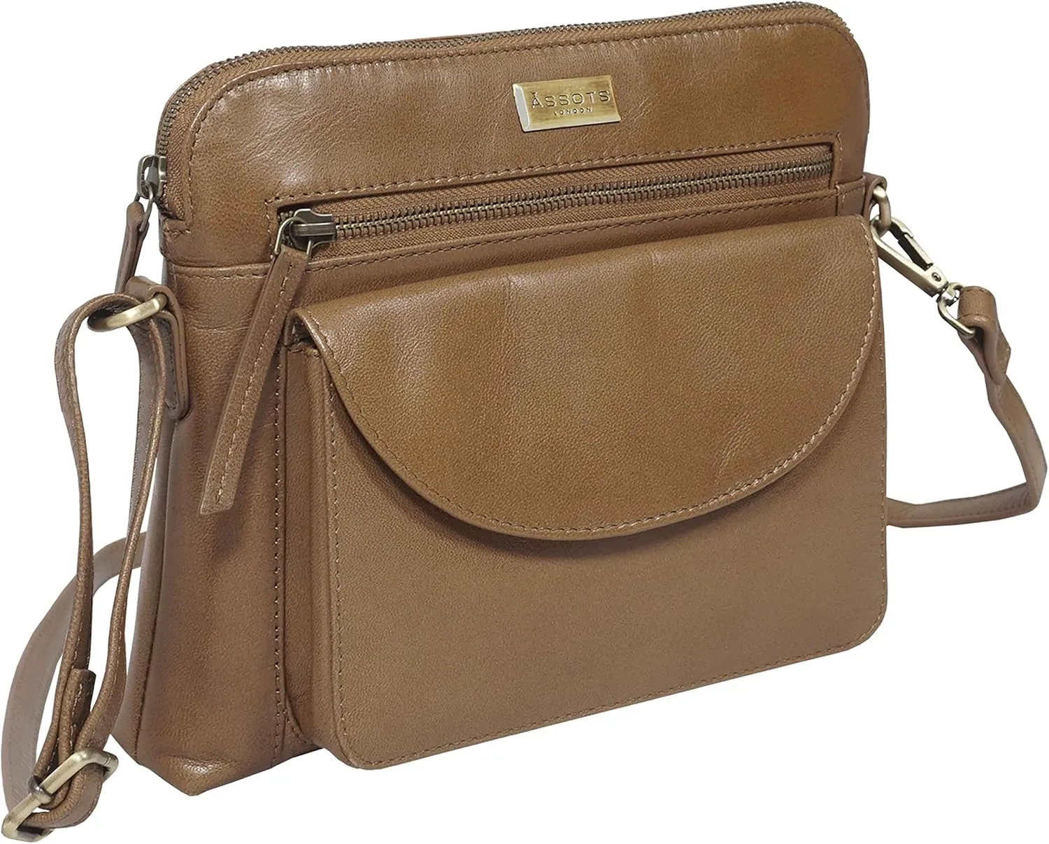 Crossbody Bags for Women – Real Leather Sling with Multiple Pockets and Adjustable Strap – Perfect for Daily Use and Gifting (Jean Cognac Polished VT)
