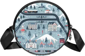 Crossbody Bags for Women,Crossbody Bag Men,Small Sling Bag,Cartoon Train Railway Game Mat,Crossbody Purse