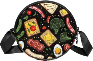 Crossbody Bags for Women,Crossbody Bag Men,Small Sling Bag,Food Breakfast,Crossbody Purse