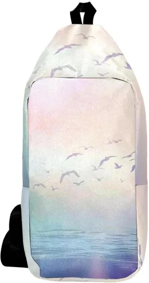 Crossbody Bags for Women,Crossbody Bag Men,Small Sling Bag,White Seagull Clouds Ocean,Crossbody Purse