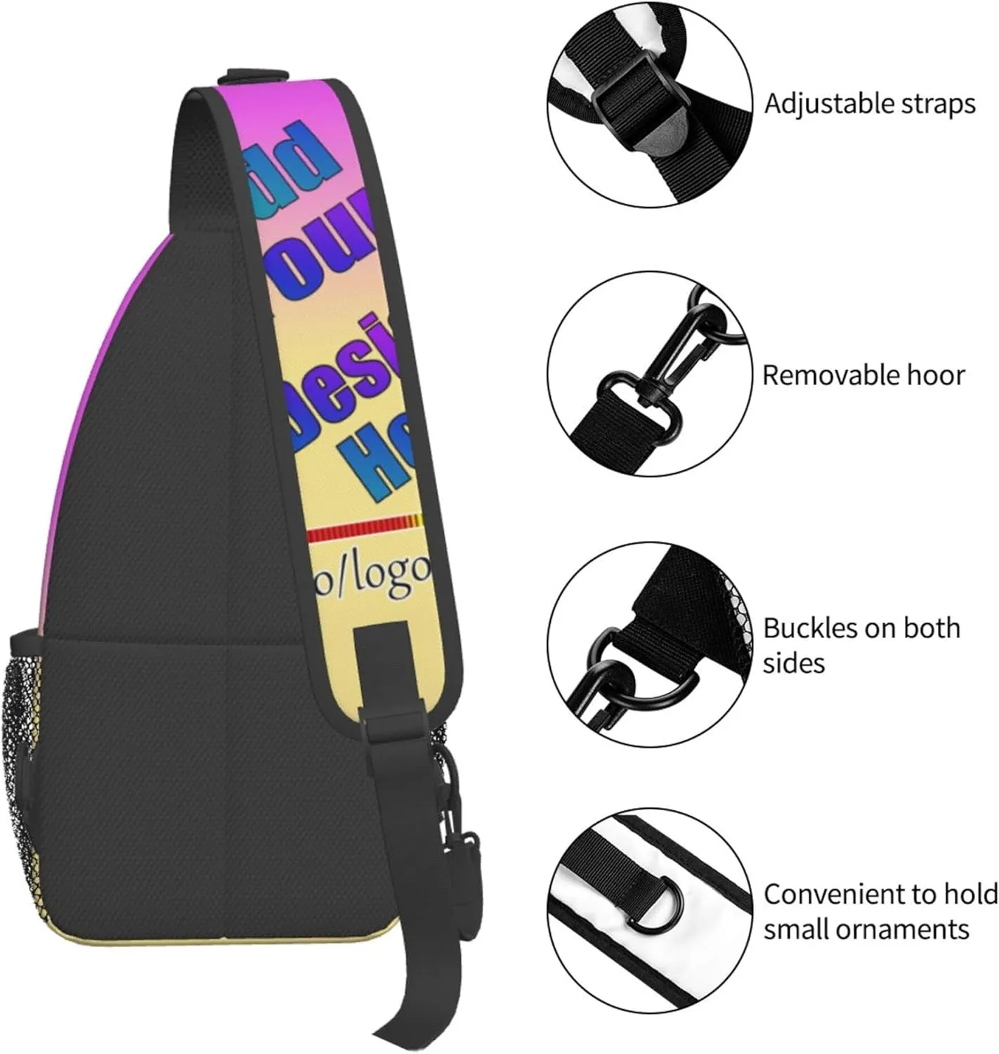 Crossbody Bags Personalized Sling Bag Customized Backpack Chest Bag Daypack Add Your Own Logo Photo Name Men Women