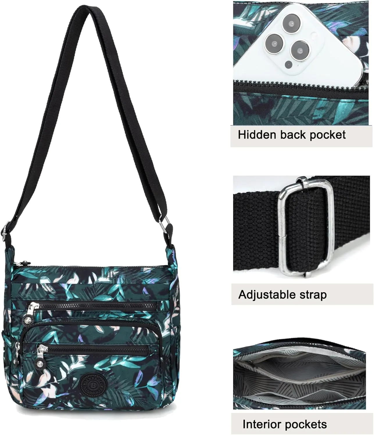 Crossbody Purses for Women Lightweight Shoulder Handbags Waterproof Nylon Travel Bag Ladies Pocketbooks