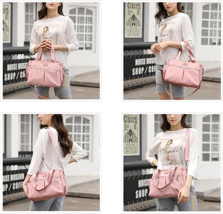 Crossbody Purses for Women Nylon Waterproof Shoulder Bag Ladies Commuter Travel Daily Handbag with Detachable Strap Pink