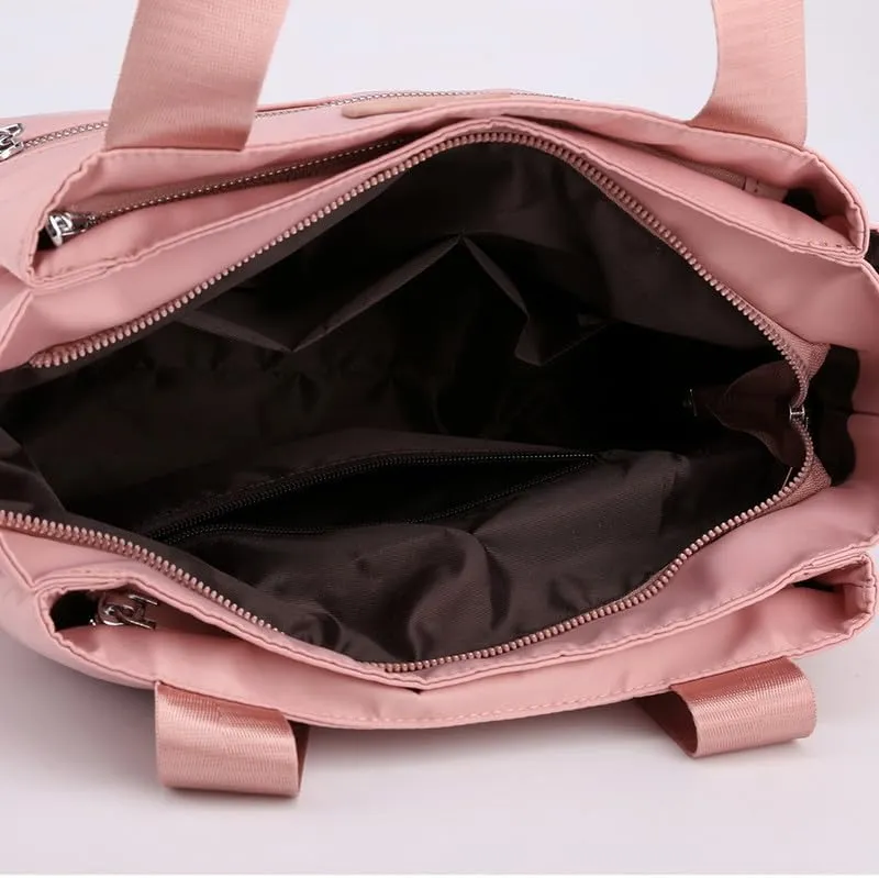 Crossbody Purses for Women Nylon Waterproof Shoulder Bag Ladies Commuter Travel Daily Handbag with Detachable Strap Pink