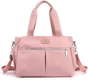 Crossbody Purses for Women Nylon Waterproof Shoulder Bag Ladies Commuter Travel Daily Handbag with Detachable Strap Pink