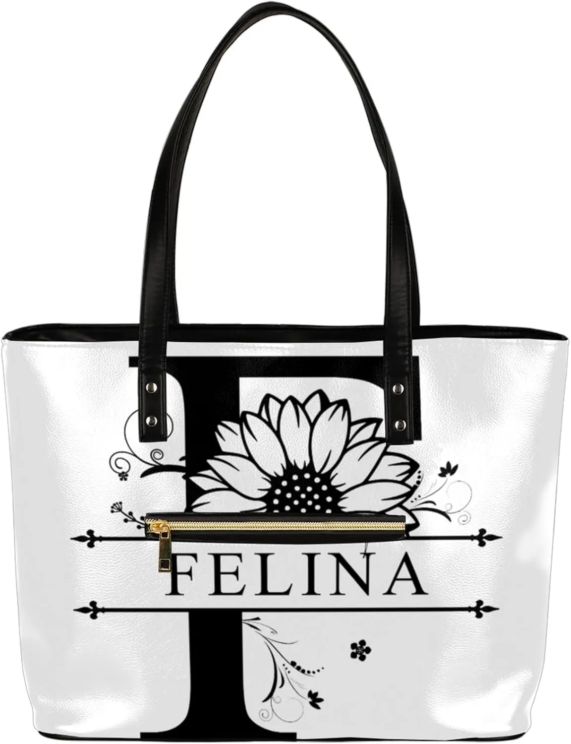 Custom A Tote Bag Women Shoulder Handbags PU Leather for Travel Work